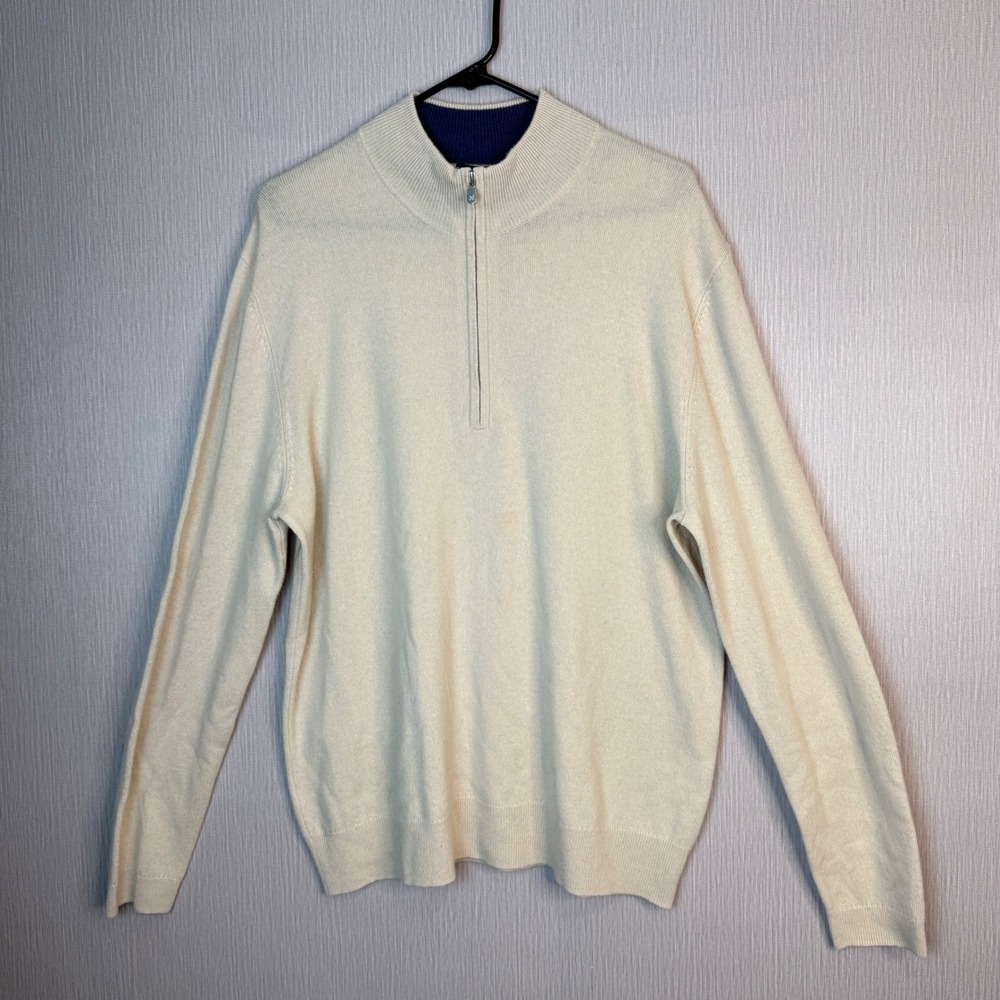 J. Hilburn Cashmere Zip Mock Natural Size LT
